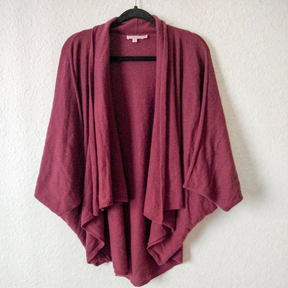 Calypso St Barth Maroon 100% Cashmere Open Front Bat Wing Dolman Sweater Size XS